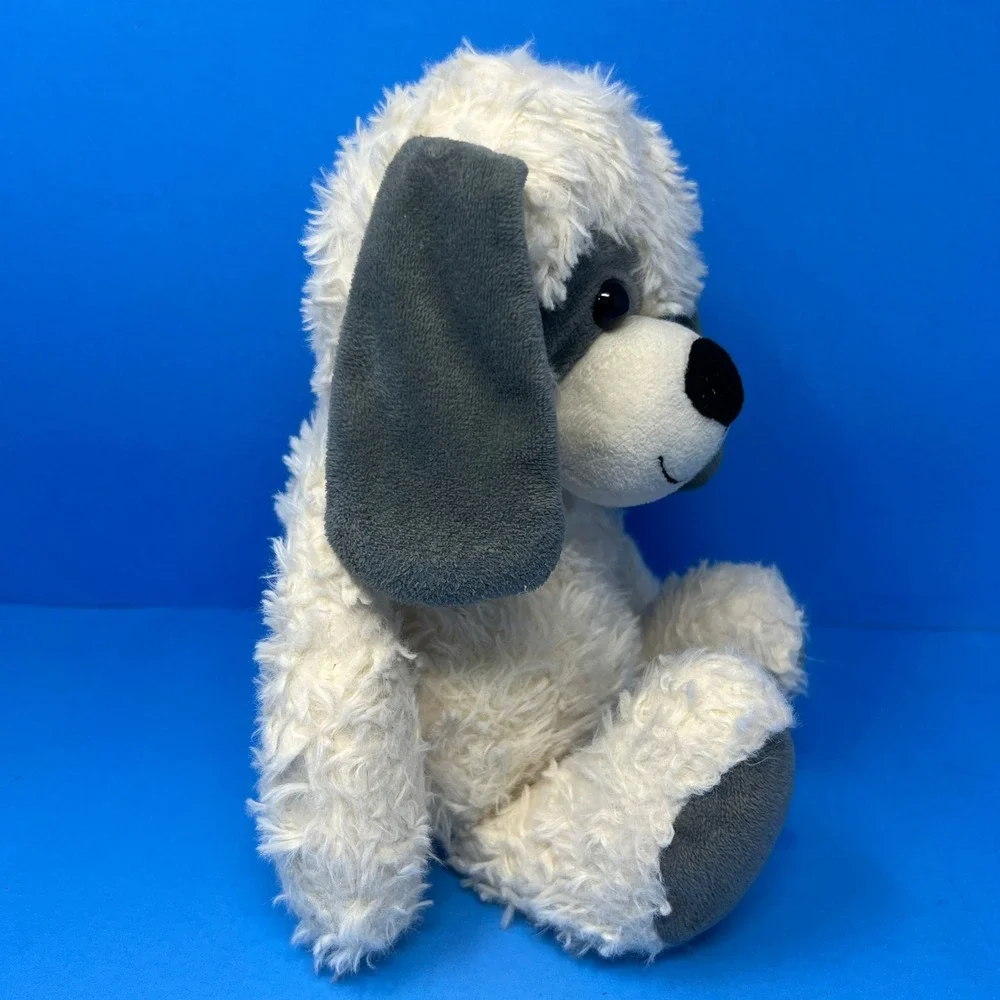 Linzy Toys Dog Plush 13 inch White Grey Best Big Brother Puppy Stuffed Animal